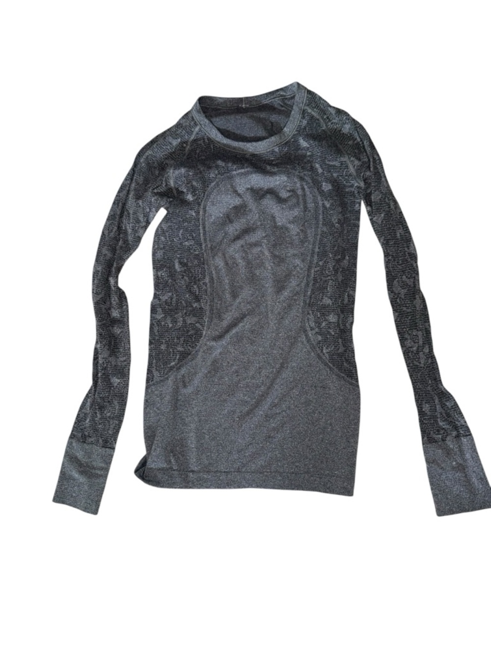 lululemon athletica Long Sleeve Swiftly Floral Seamless Top - Charcoal Gray Sz 6